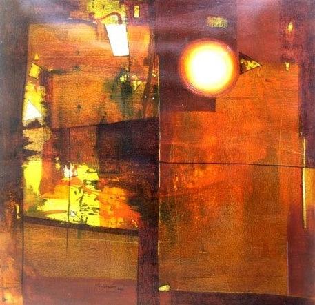 Abstract acrylic painting titled 'Untitled 1', 36x36 inches, by artist Stalin Joseph on Canvas