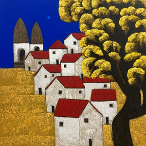 Cityscape acrylic painting titled 'Untitled 1', 36x36 inches, by artist Nagesh Ghodke on Canvas