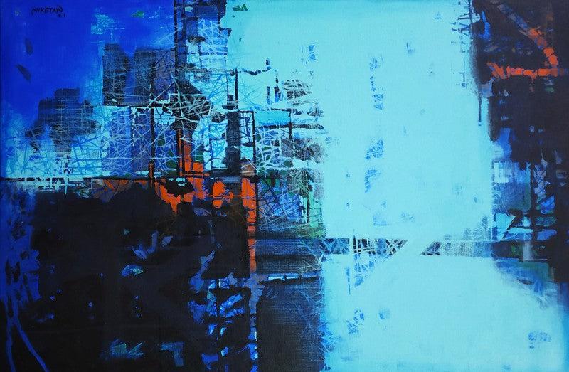 Abstract acrylic painting titled 'Untitled 1', 36x24 inches, by artist Niketan Bhalerao on canvas