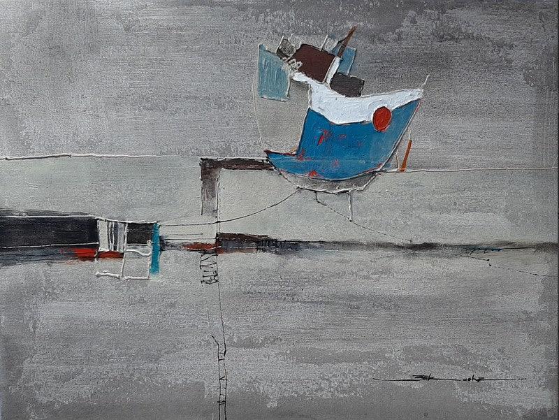 Abstract acrylic painting titled 'Untitled 1', 18x24 inches, by artist Akash Parkande on Canvas