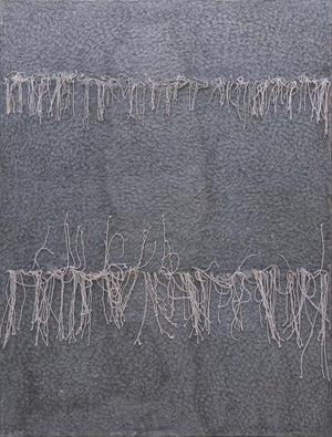 Abstract mixed media painting titled 'Untitled 1', 48x36 inches, by artist Hansodnya Thambe on Marine Plywood