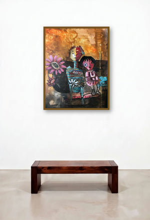 Untitled 1 (Interconnected) by artist Ekta Singh displayed in a Transitional Family Room