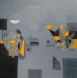 Abstract acrylic painting titled 'Untitled 1', 24x24 inches, by artist Vivek Nimbolkar on Canvas