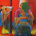 Figurative mixed media titled 'Untitled 10', 30x30 inches, by artist Anupam Pal on Canvas