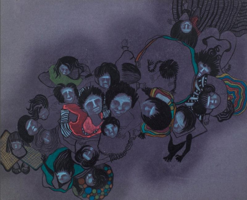 contemporary mixed media drawing titled 'Untitled 10', 11x13 inches, by artist Hema Mhatre on Paper