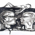 Figurative ink charcoal drawing titled 'Untitled 10', 20x30 inches, by artist Milan Desai on paper