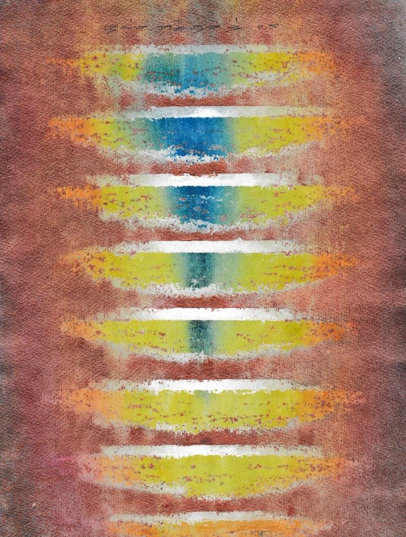 Abstract mixed media painting titled 'Untitled 10', 12x8 inches, by artist Rupesh Pawar on Paper