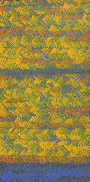 Untitled 10 (Golden Horizon) by Anil Tagad, Original Oil Abstract Painting on Canvas, Small Vertical Wall Art