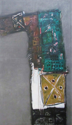 Abstract oil painting titled 'Untitled 10', 36x60 inches, by artist Somanth  Adamane on Canvas