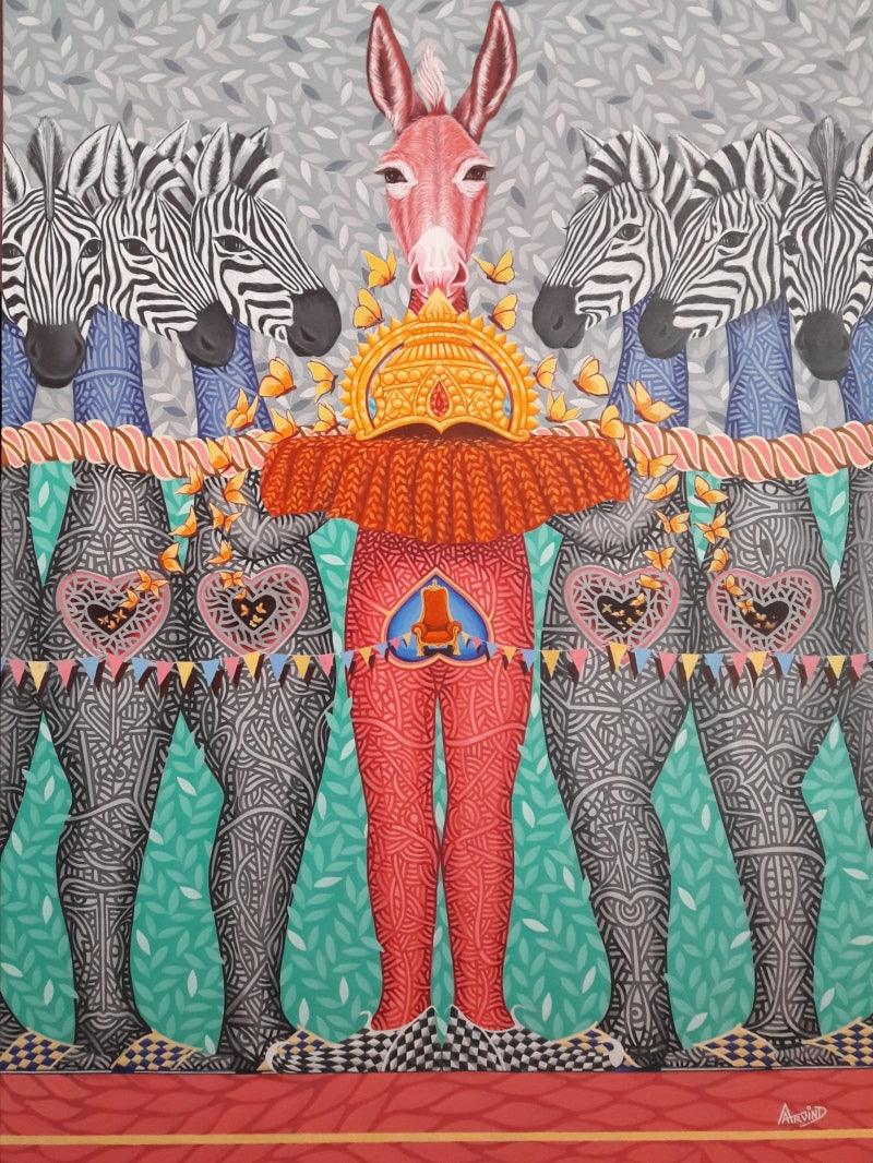 contemporary acrylic painting titled 'Untitled 10', 48x36 inches, by artist Arvind Dubey on Canvas