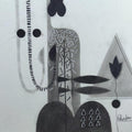 Abstract charcoal drawing titled 'Untitled 102', 8x12 inches, by artist Narendra Jatav on Paper