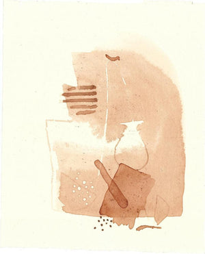 Untitled 102 (Quiet Reflections) by Veena Jain, Original Mixed Media Abstract Painting on Paper, X-Small Vertical Wall Art