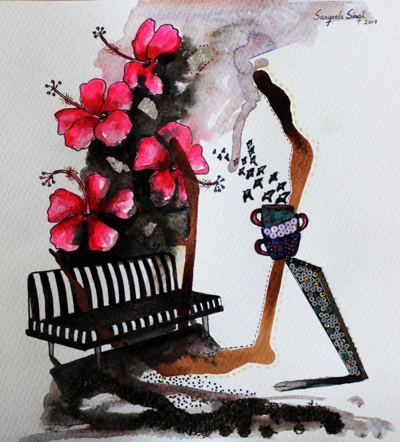 Nature acrylic painting titled 'Untitled 103', 11x10 inches, by artist Sangeeta Singh on Paper