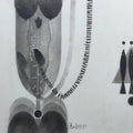Abstract charcoal drawing titled 'Untitled 107', 8x12 inches, by artist Narendra Jatav on Paper