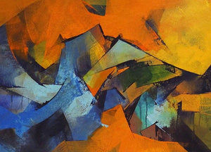 Abstract acrylic painting titled 'Untitled 109', 22x30 inches, by artist Siddhesh Rane on Paper