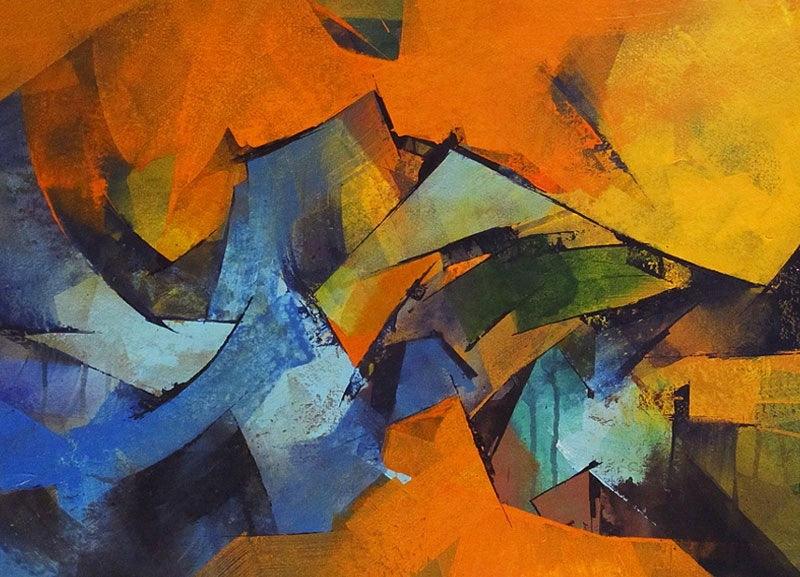 Abstract acrylic painting titled 'Untitled 109', 22x30 inches, by artist Siddhesh Rane on Paper