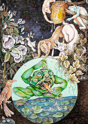 contemporary mixed media painting titled 'Untitled 11', 11x8 inches, by artist Gouri Vemula on Paper