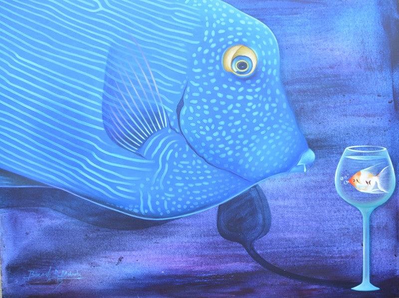 Animals acrylic painting titled 'Untitled 11', 36x48 inches, by artist Bikash Mohanta on Canvas