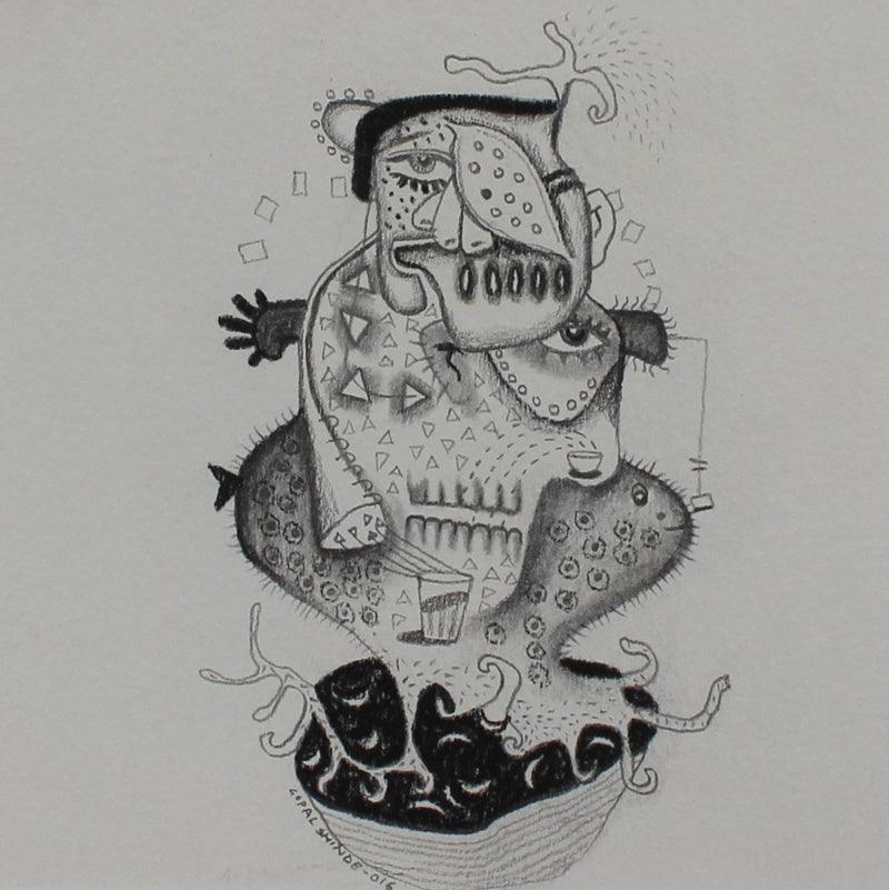 Figurative pencil drawing titled 'Untitled 11', 6x6 inches, by artist Gopal Shinde on Paper