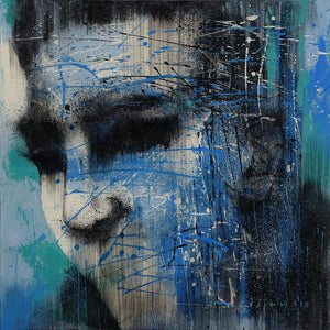 Portrait acrylic painting titled 'Untitled 11', 36x36 inches, by artist Vijay Shelar on Canvas