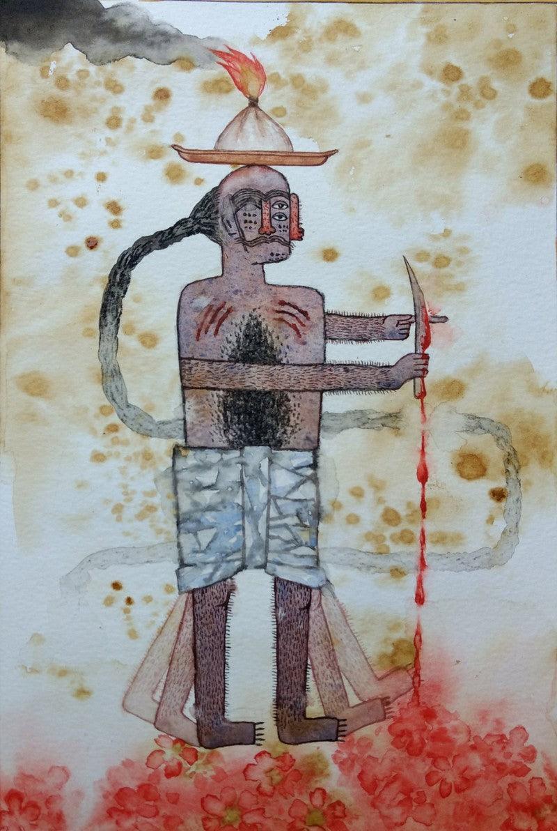 contemporary watercolor painting titled 'Untitled 11', 14x10 inches, by artist Sagar Kamble on Paper