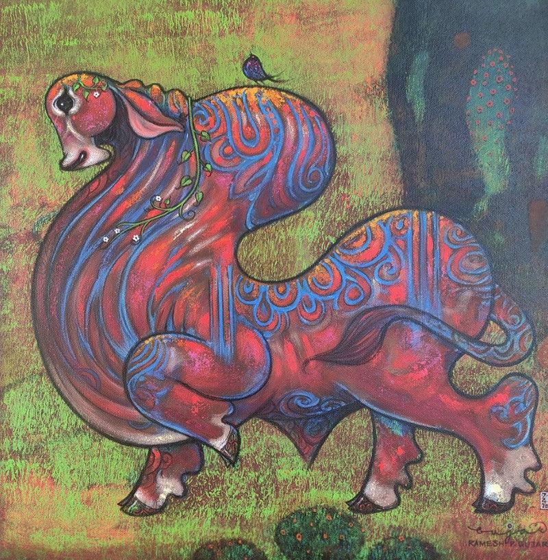 Animals acrylic painting titled 'Untitled 11', 24x24 inches, by artist Ramesh Gujar on Canvas