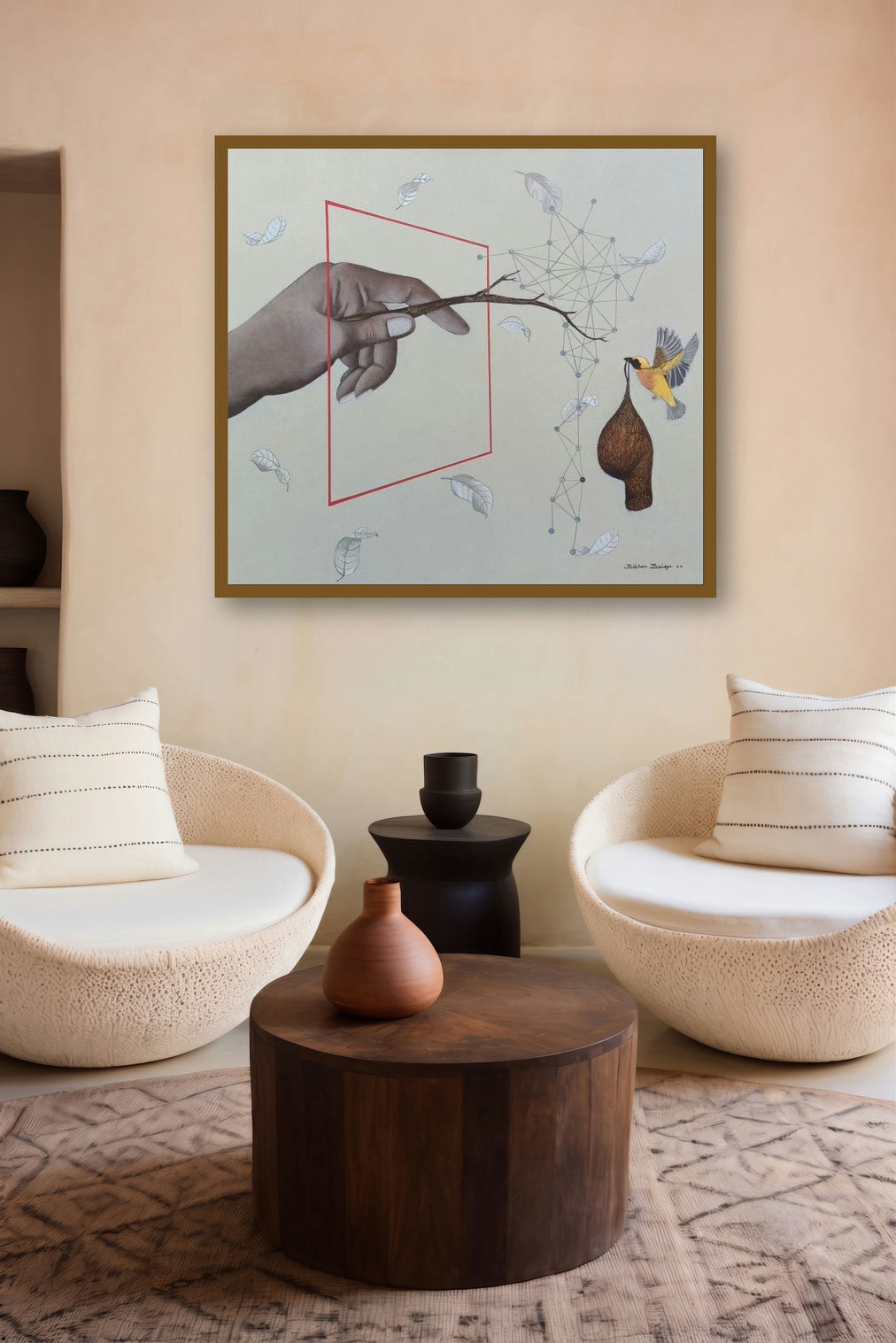 Untitled 11 (Interconnected) by artist Bibhas Baidya displayed in a Boutique gallery