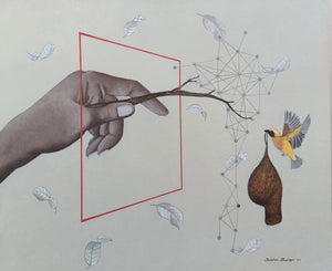 Untitled 11 (Interconnected) by Bibhas Baidya, Original Acrylic Contemporary Painting on Canvas, Medium Horizontal Wall Art