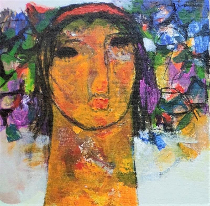 Figurative acrylic painting titled 'Untitled 11', 12x12 inches, by artist Ramesh Gujar on Canvas