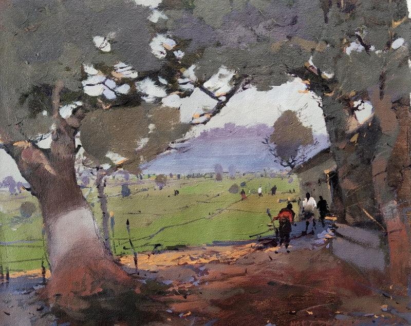 Landscape acrylic painting titled 'Untitled 11', 15x18 inches, by artist Hari Dhongade on Canvas