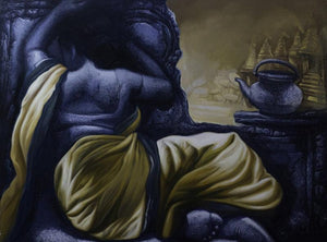 Figurative acrylic oil painting titled 'Untitled 11', 36x48 inches, by artist Arya Chowdhury on Canvas