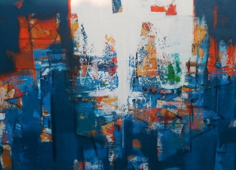 Abstract acrylic painting titled 'Untitled 11', 36x48 inches, by artist Stalin Joseph on Canvas
