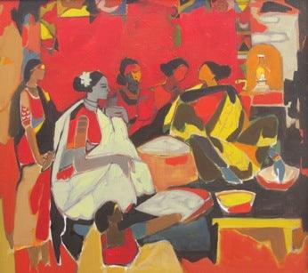 Figurative acrylic painting titled 'Untitled 11', 24x36 inches, by artist Sanjiv Sankpal on Canvas