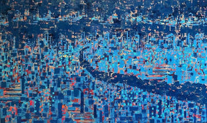 Abstract oil painting titled 'Untitled 11', 36x60 inches, by artist Karishma Wadhwa on Canvas