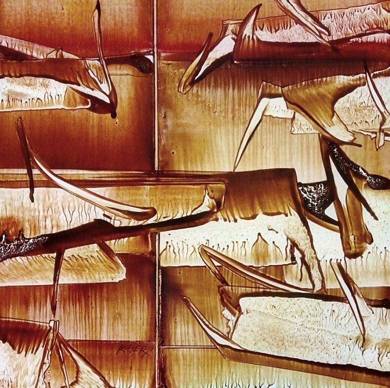 Abstract oil painting titled 'Untitled 11', 12x12 inches, by artist Ramesh Kher on Paper