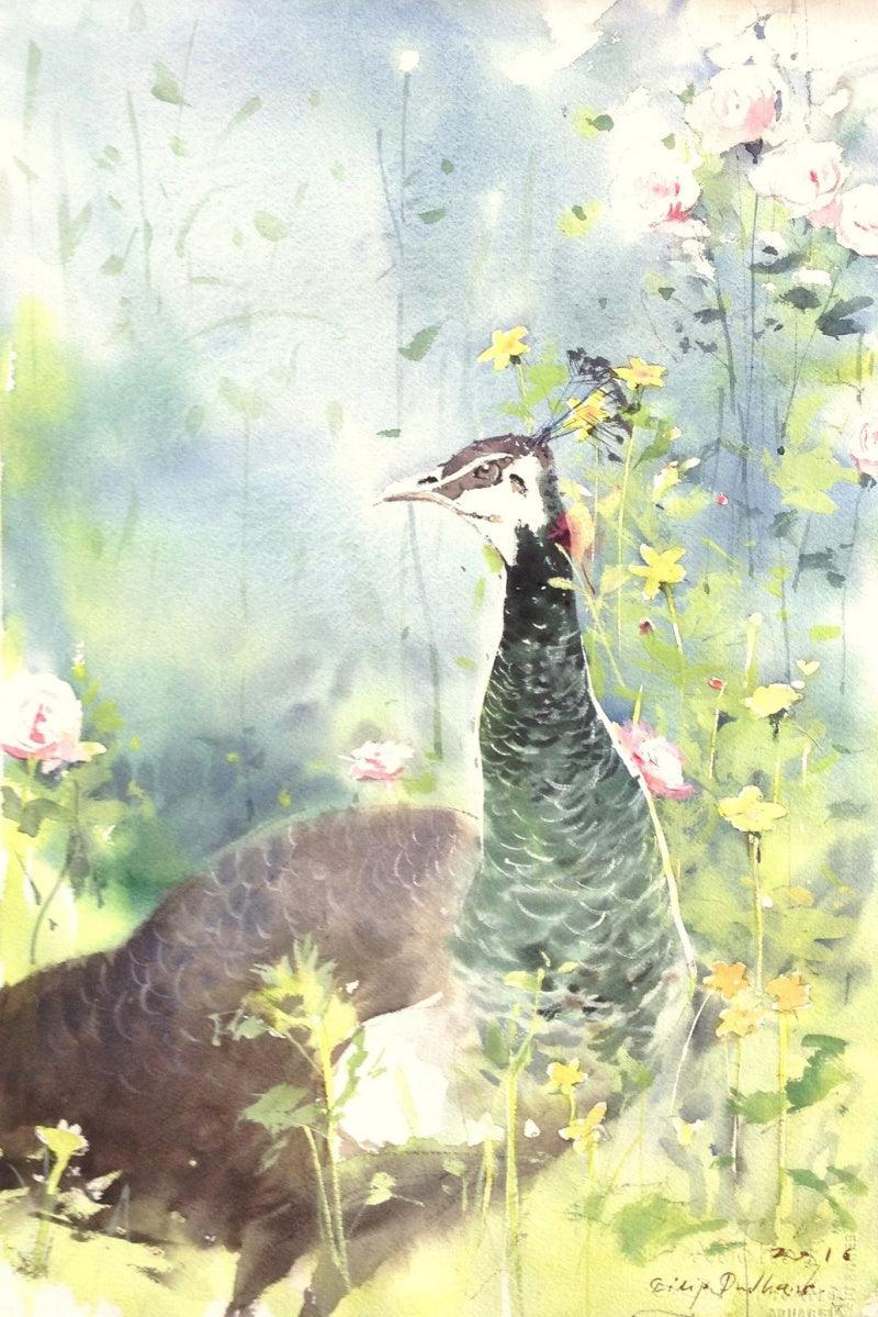 Animals watercolor painting titled 'Untitled 11', 21x14 inches, by artist Dilip Dudhane on Paper