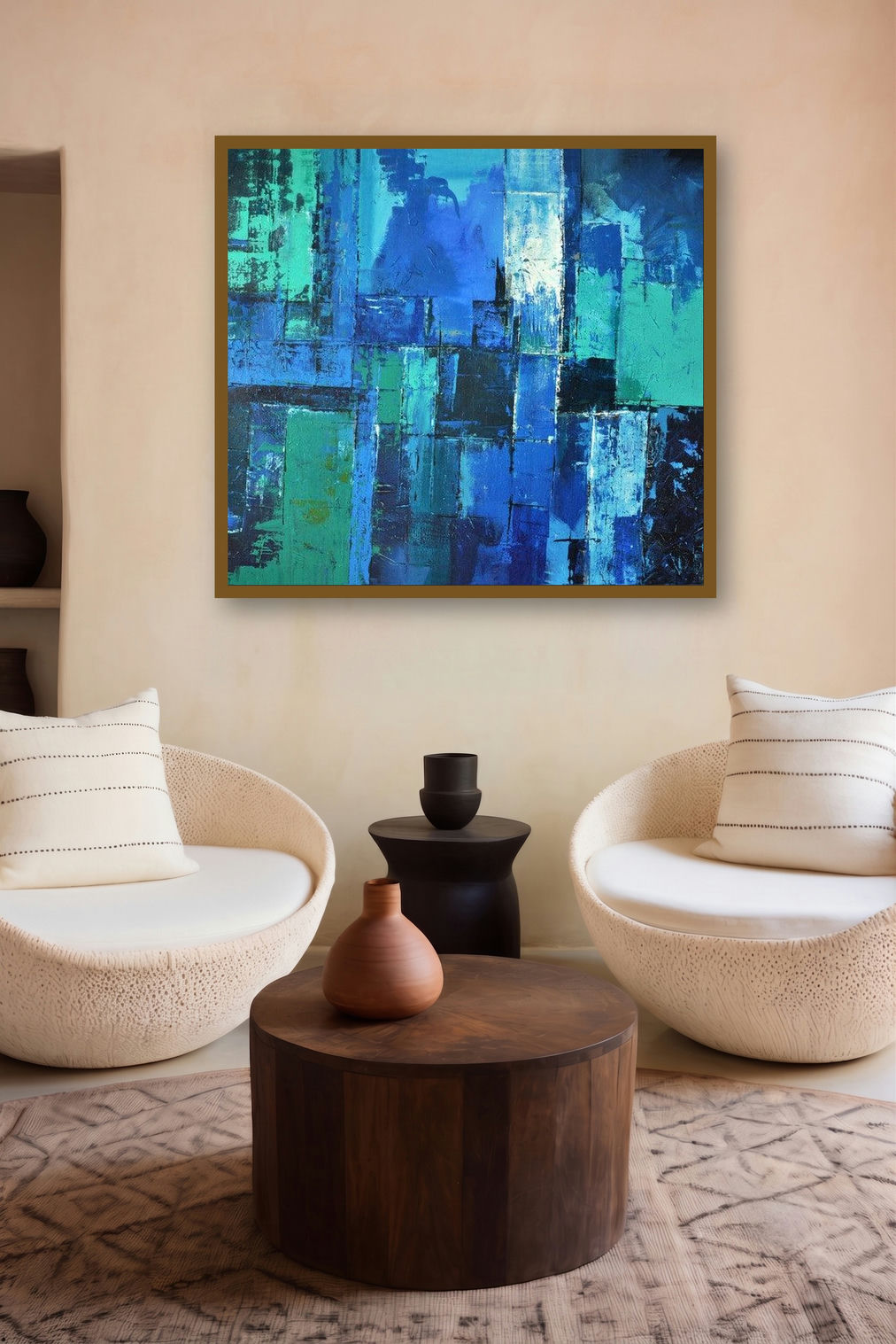 Untitled 11 (Sapphire Symphony) by artist Sanjay Akolikar displayed in a Contemporary gallery