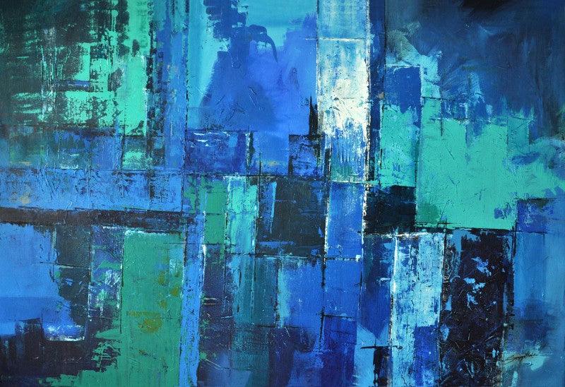 Abstract acrylic painting titled 'Untitled 11', 60x36 inches, by artist Sanjay Akolikar on Canvas