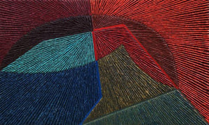 Abstract oil painting titled 'Untitled 112', 36x60 inches, by artist Sandesh Khule on Canvas