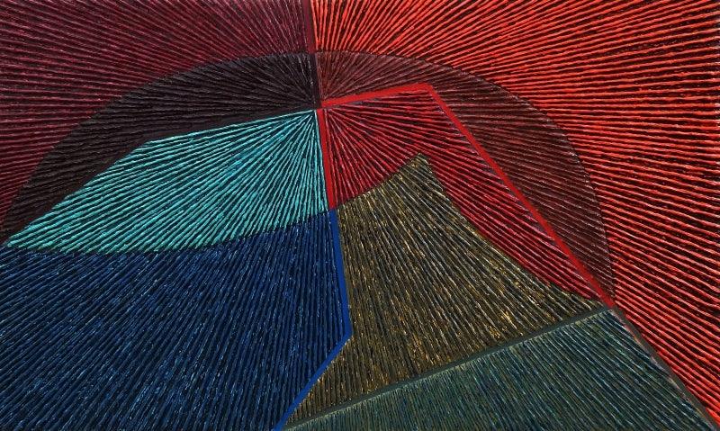 Abstract oil painting titled 'Untitled 112', 36x60 inches, by artist Sandesh Khule on Canvas