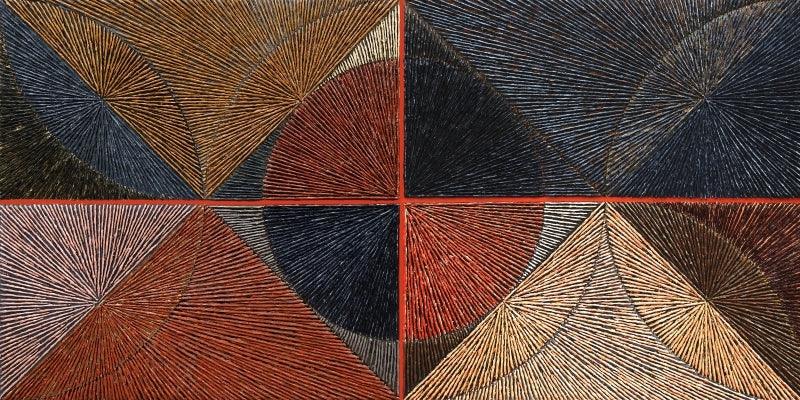 Abstract oil painting titled 'Untitled 115', 48x96 inches, by artist Sandesh Khule on Canvas