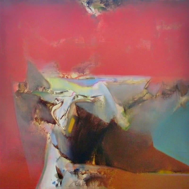 Abstract acrylic painting titled 'Untitled 118', 36x36 inches, by artist Shrikant Kadam on Canvas