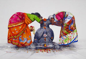 Figurative oil painting titled 'Untitled 12', 24x36 inches, by artist Siva Balan on Canvas
