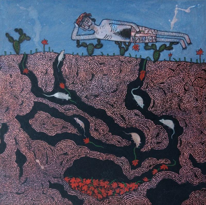 contemporary watercolor painting titled 'Untitled 12', 12x12 inches, by artist Sagar Kamble on Paper