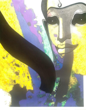 Untitled 12 (Abstract Buddha) by Prakaash Chandwadkar, Original Mixed Media Religious Painting on Canvas, Medium Vertical Wall Art