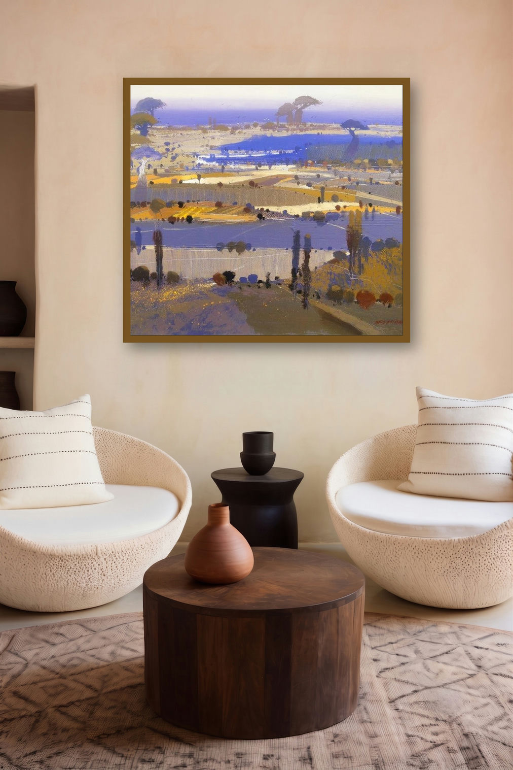 Untitled 12 (Serene Horizon) by artist Hari Dhongade displayed in a Curated gallery