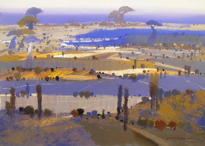 Landscape acrylic painting titled 'Untitled 12', 30x40 inches, by artist Hari Dhongade on Canvas