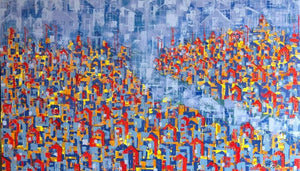 Abstract oil painting titled 'Untitled 12', 36x60 inches, by artist Karishma Wadhwa on Canvas