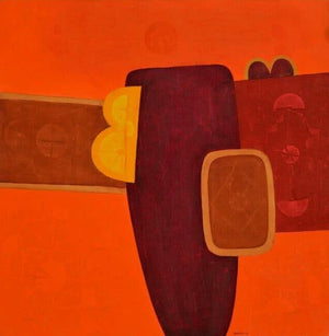 Abstract acrylic painting titled 'Untitled 12', 36x36 inches, by artist Bhushan Vaidhya on Canvas