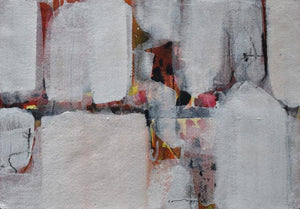 Untitled 12 (Urban Echoes) by Satendra Mhatre, Original Acrylic Abstract Painting on Paper, X-Small Horizontal Wall Art